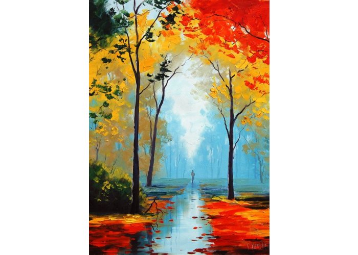Rainy Autumn Stroll Framed Print