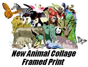 New Animal Collage Framed Print