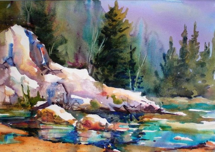 Watercolour Landscape Framed Print