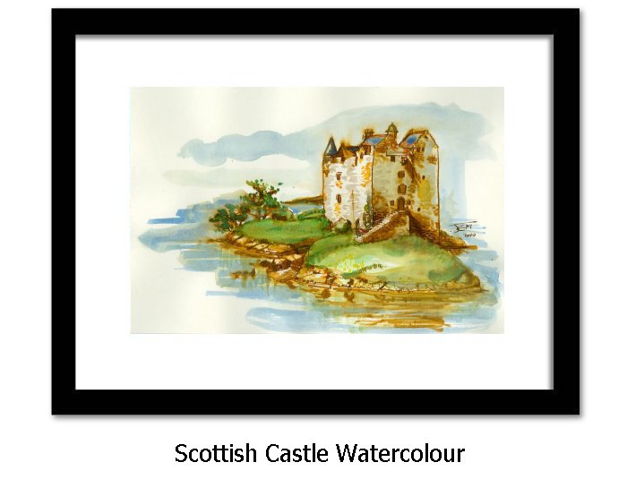 Scottish Castle Watercolour Framed Print