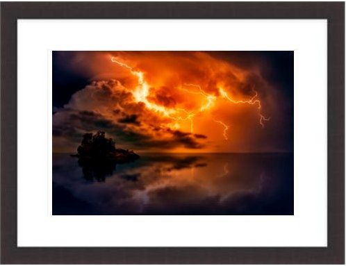 Sunset Lightning Storm Framed Print