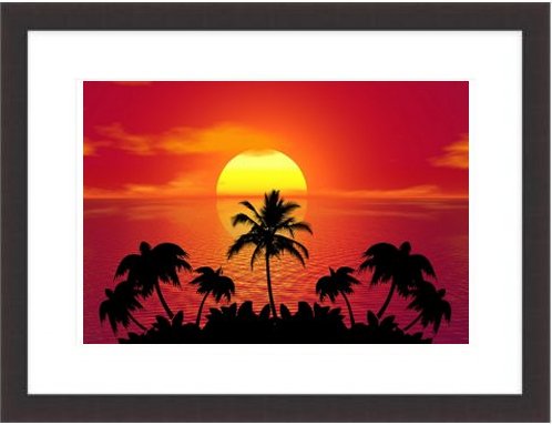 Sunset Tropical Beach Framed Print