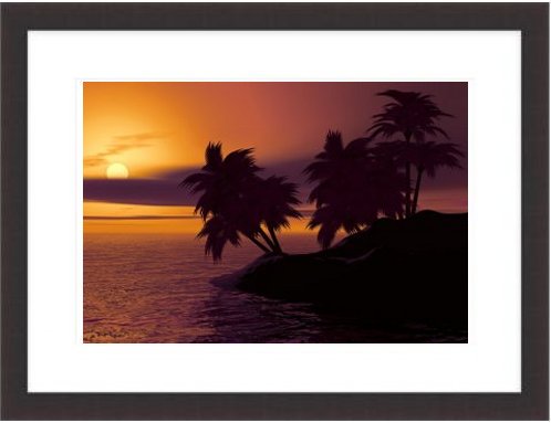 Sunset Caribbean Island Framed Print