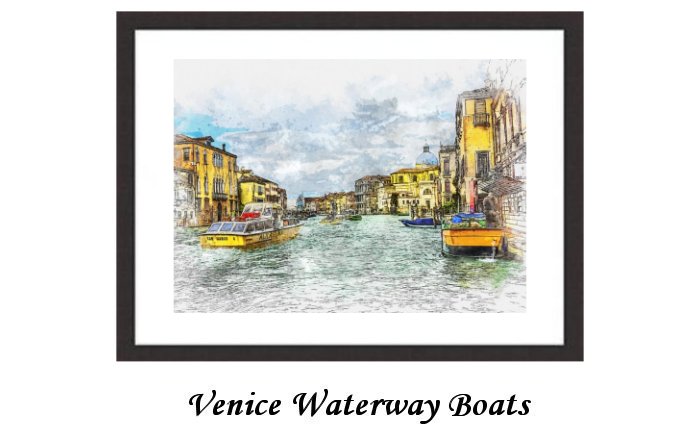 Venice Waterway Boats Framed Print