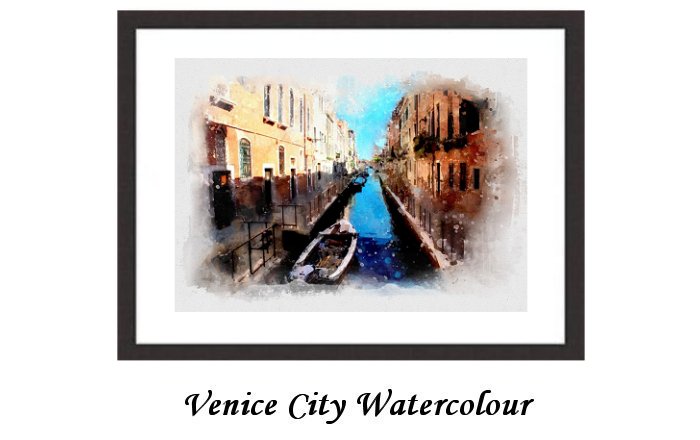 Venice City Watercolour Framed Print