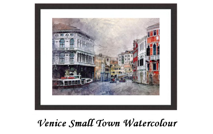 Venice Small Town Watercolour Framed Print