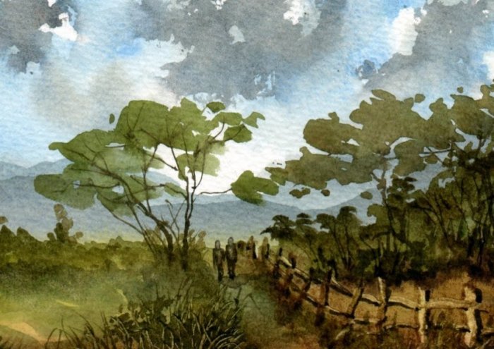 Watercolour Landscape Framed Print